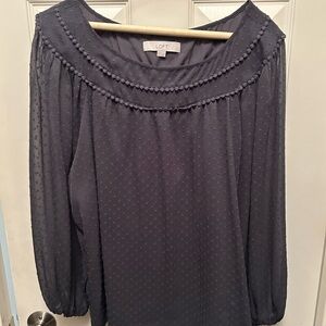LOFT Dark Blue Textured Blouse